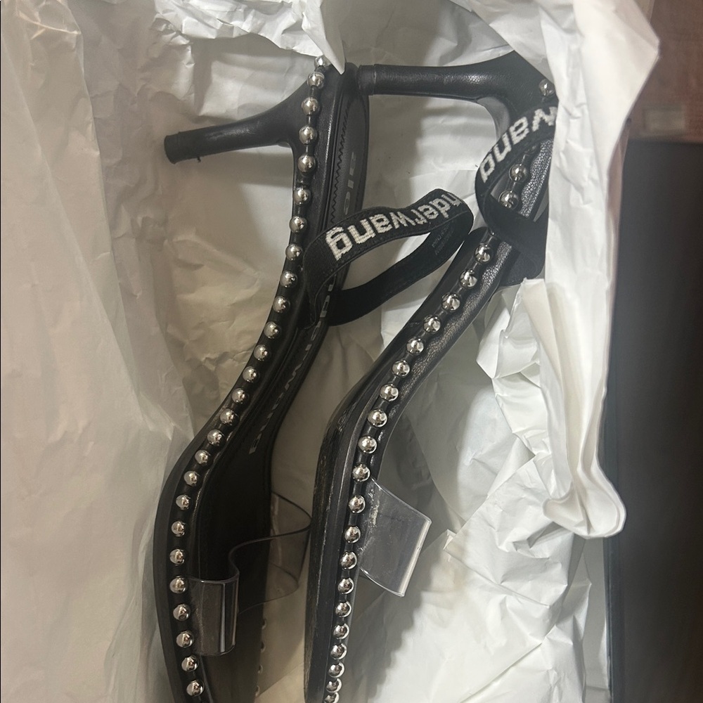 Alexander Wang Black Sandals with Clear and Silver Accents - Picture 2 of 5